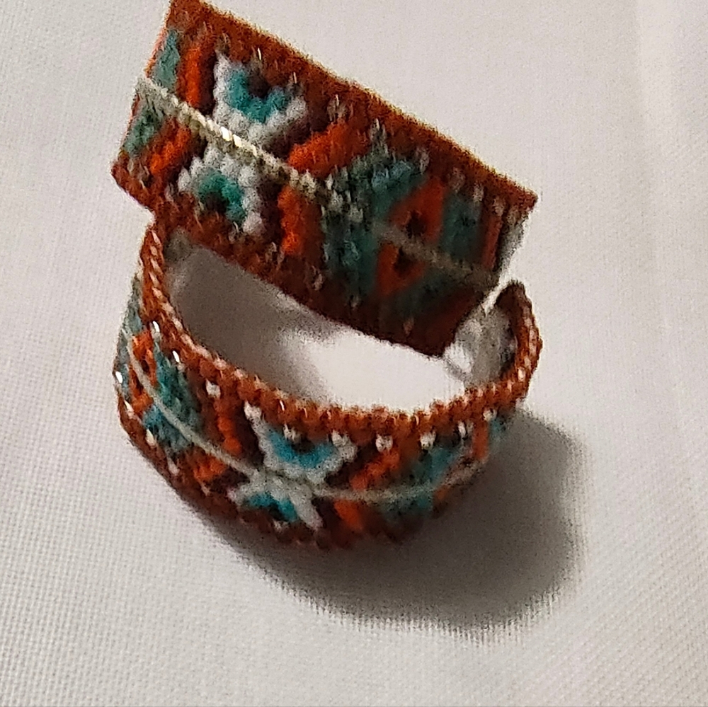 Handmade beaded hoop southwestern style earrings